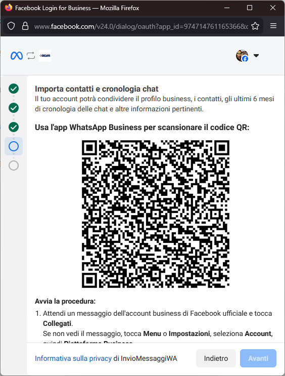 Scansiona codice QR con WhatsApp Business