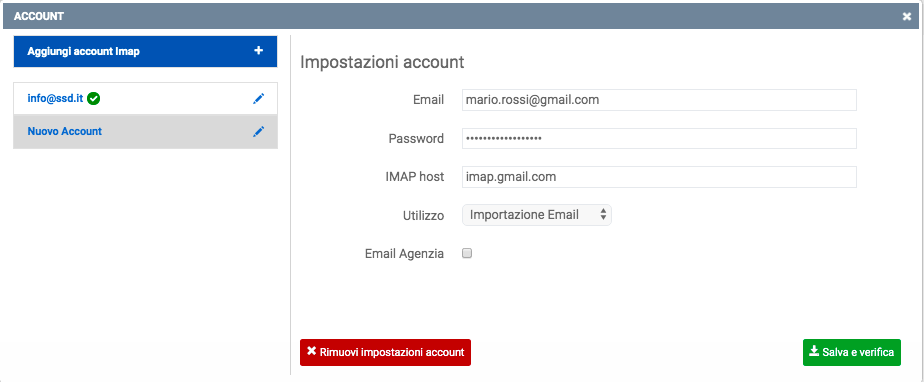 Configurazione account email su AGIM
